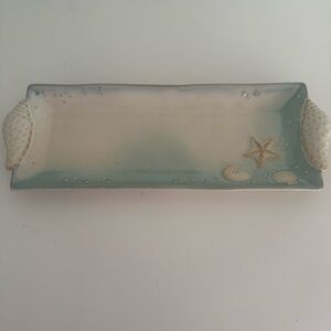 Sonoma Life & Style Seaside Coastal Blue and Cream Tray